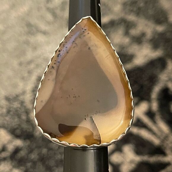 MONTANA Agate Large Teardrop Sterling Silver Ring - Picture 7 of 10